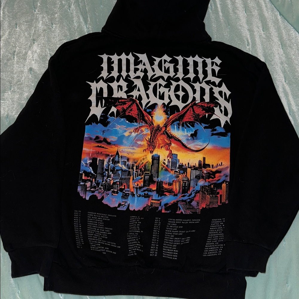 Imagine Dragons Adult Hoodie Large Black Loom World Official Tour 2024 Mech